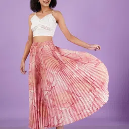 herway Women Printed A-line Maroon Skirt image 5