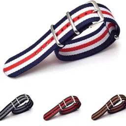 vinanth NATO Nylon Watch Band / Watch Strap - Multicolor with Stainless Steel Buckle 24 mm Fabric Watch Strap-picture-14
