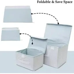 quail Foldable Drawer Storage Basket with Lid & Handle | Closet Organizer Storage Box image 2