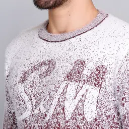 ewools Men Self Design Round Neck Maroon Sweater image 4