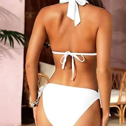 verma creation Woven Women Bikini White Swimsuit image 2