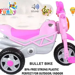 little funky Kids Ride On Bullet Bike Tricycle With Pedal N Music & Led Lights for 2 to 4 Years Pink Tricycle image 2