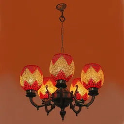 Royal Chandelier Decorate With Chips & BeedsGlass For Magical & Romantic Lighting Effect ,5 Light Ceiling Pandent Lamp- K7 Chandelier Ceiling Lamp-image-2