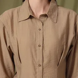 pluss Women Regular Fit Solid Spread Collar Casual Shirt image 5