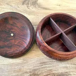 cleevora Premium Dry Fruit Boxes for Storage 4 Section Sheesham Serving Nuts Container Container Serving Set image 3