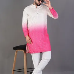 keton Men Solid Cotton Blend Straight Kurta image 4