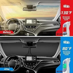 sai Polyester Car Sun Shade Protector for Front Windshield – UV Rays & Sun Heat Sunshade for All Cars, Keeps Interior Cool & Protects Dashboard (Black) Car Dashboard Cover image 2