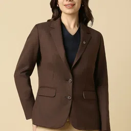allen solly Women Solid Single Breasted Formal Blazer-picture-12