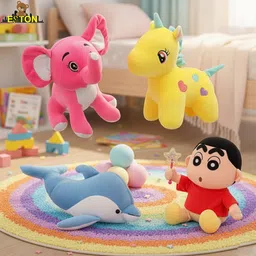 eston Combo of Elephant, Unicorn, Dolphin and Shinchan Soft Toys for Girls/Boys/Kids/ - 25 cm-picture-10