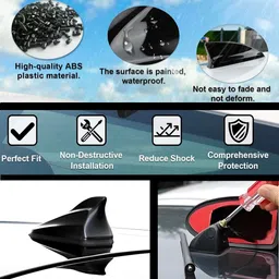 ccmm Glossy Black Finish Waterproof Vehicle Shark Antenna-274 Universal Compatibility Black Shark Finn Antenna For Car Roof-274 Satellite Vehicle Antenna image 5