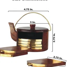woodcarver Round Reversible Wood Coaster Set image 5