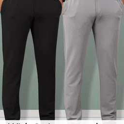 vebnor Pack of 2 Men Solid Black, Grey Track Pants image 5