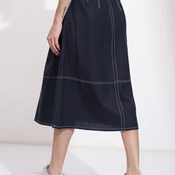 tokyo talkies Women Solid A-line Blue Skirt image 2