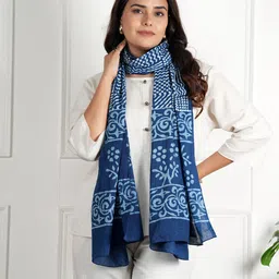 style 98 Printed Pure Cotton Women Blue Stole-picture-11