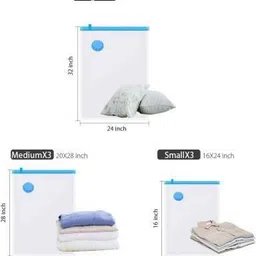 onward Vacuum Storage Bags, Vacuum Compression Bags for Clothes, Blankets, Comforters, Pillows with Travel Hand Travel Vacuum Storage Bags for Clothes Comforters Blankets Mattress Pillows (Pack of 5) 2 Small (40 Cm X 60 Cm), 2 Medium (50 Cm X 70 Cm), 1 Large (60 Cm X 80 Cm) with Hand Pump High Volume Storage Vacuum Bags, Travel Storage Vacuum Bags (Pack of 5) High Volume Storage Vacuum Bags image 3