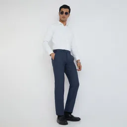 park avenue Men Regular Fit Dark Blue Polyester Trousers image 5