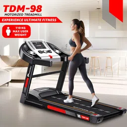powermax fitness TDM-98 (4HP Peak) USB/AUX Connection, LED, Heart Rate Sensor, Foldable Home Use Treadmill image 4