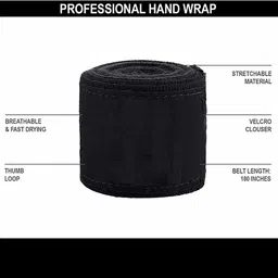 zen g ® Super Black - Elastic Professional 180 inch Boxing Hand Wrap image 2