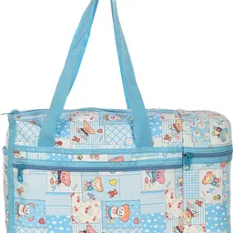 kuber industries PVC Teddy Print Mothers Bag With 2 Bottle Holders & Handle (Blue) Mothers Bag image 3