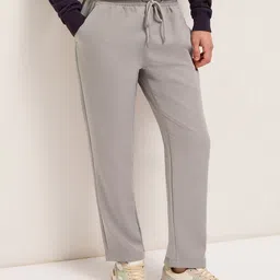 the bear house Men Straight Fit Grey Polyester Trousers-picture-13