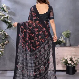 anand sarees Printed Ikkat Georgette, Satin Saree image 3