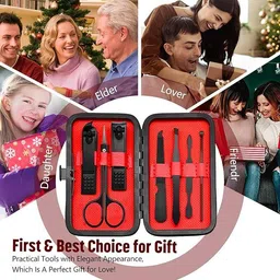 hudabird Portable Manicure Kit with Modern Matte Black Tools image 2