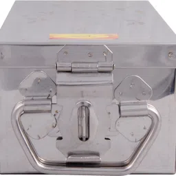 shivshakti arts Stainless Steel Jewellery Box Bank Locker Safe Storage Cash Peti Bank Box Container (8 - Inch, Printed Laser Designe - Silver) Safe Locker image 2