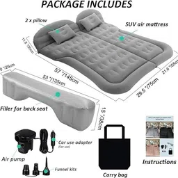 allextreme Air Mattress Portable & Multifunctional Car Bed with 2-Inflatable Cushion Pillows Quick Inflation Design Ideal for Sleeping & Camping Car Inflatable Bed image 2