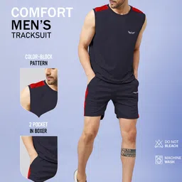 chrome & coral Colorblock Men Track Suit image 3