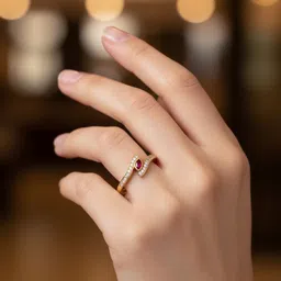 rnj Staylish Gold Ring Foe Women Brass Ruby Gold Plated Ring image 4