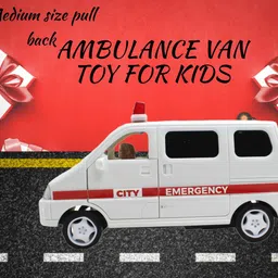 neoinsta shopping Medium size plastic pull back ambulance vehicle toy for kids (white) image 2