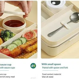 nabhya Elephant Design 3 Compartment, Stainless Steel, Lunch Box for Kids 2 Containers Lunch Box image 2