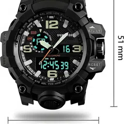 eco dleuxe Men’s Analog–Digital Sports Watch | Dual Time | 50M Waterproof Analog-Digital Watch - For Men Shock Resistant | Green Silicone Strap image 4