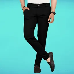sk trend Men Slim Fit Black Lycra Blend Trousers-picture-32