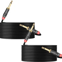 Set of 2 – 6.35mm Mono Audio Instrument Cables TS to TS – 10 Meter Each Straight TS Patch Cable-image-80