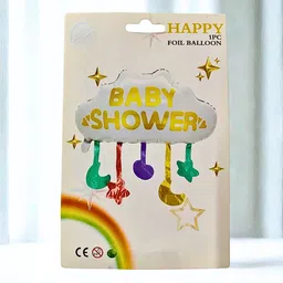 king collection Printed Baby Shower Foil Balloon Cute Cloud-Shaped Balloon with Colorful Hanging Charms Balloon image 2