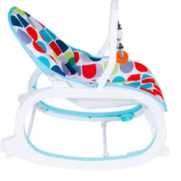 baby moo Infant To Toddler Polka Dotted Portable Rocker With Hanging Toys Blue Rocker image 5