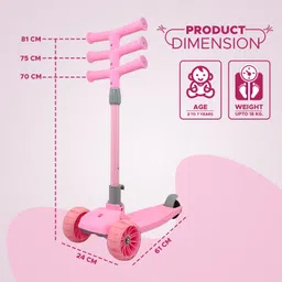 miss & chief Scooter with 3 Level Height Adjust & Foldable with LED Rotary Light Up Wheels image 3