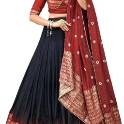 mitrabiz Self Design Semi Stitched Lehenga Choli image 5