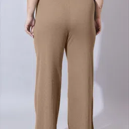 u&f beyond Women Slim Fit Beige Polyester Trousers image 2