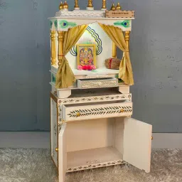 d'dass Glossy Multicolor MDF & Sheesham Wood Floor Rested Mandir Without Door image 2