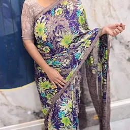moda rapido Floral Print Bollywood Georgette Saree-picture-11