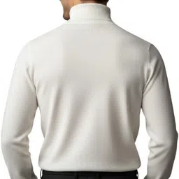 super weston Men Solid Turtle Neck White Sweater image 2