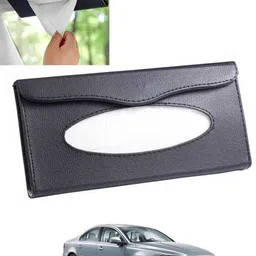ccmm Universal Leatherite Black Rectangle Tissue Paper Box/Dispencer For Car-228 Vehicle Tissue Dispenser image 1