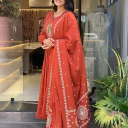 vyomira Embroidered Kurta, Palazzo & Dupatta Set image 2