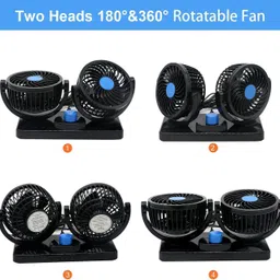 carempire Car Fan 12V 360 Head 2 Speed Quiet Strong for All Auto Vehicles-C480 Car Interior Fan image 3
