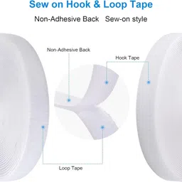 rare oceans 10 Mts LENGTH , hook & loop (WHITE) Sew-on Velcro image 2