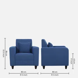 woodsworth from pepperfry Alba Fabric 1 Seater Sofa In Denim Blue Colour image 2