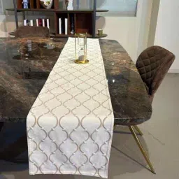 bells & whistles Latissi 100% Cotton 14x72 Inches Floral Table Runner in White Colour-picture-10