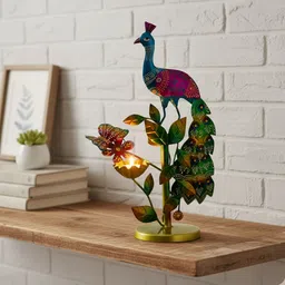 bhavya artandcraft Mayura's Enchanting Glow Handcrafted Metal Peacock Tealight Holder Iron 1 - Cup Tealight Holder image 3